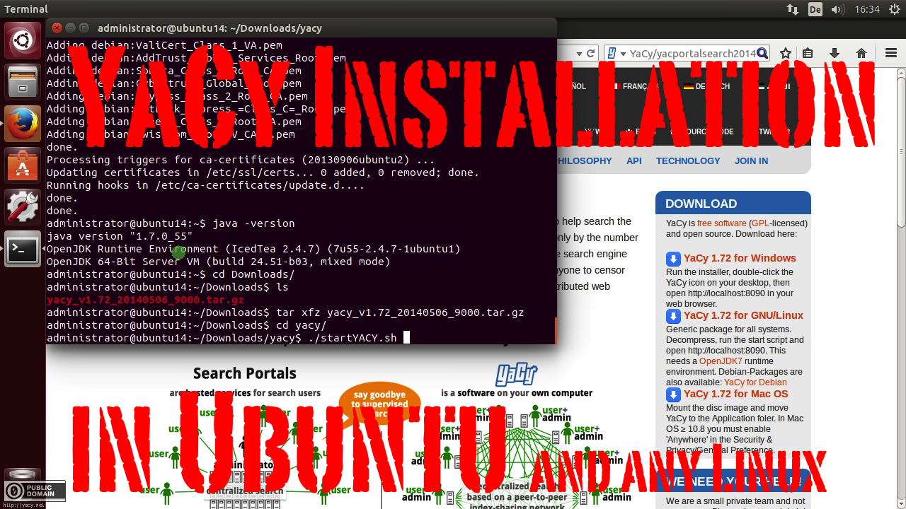 YaCy Tutorial 03: Installation in Ubuntu and any other Linux