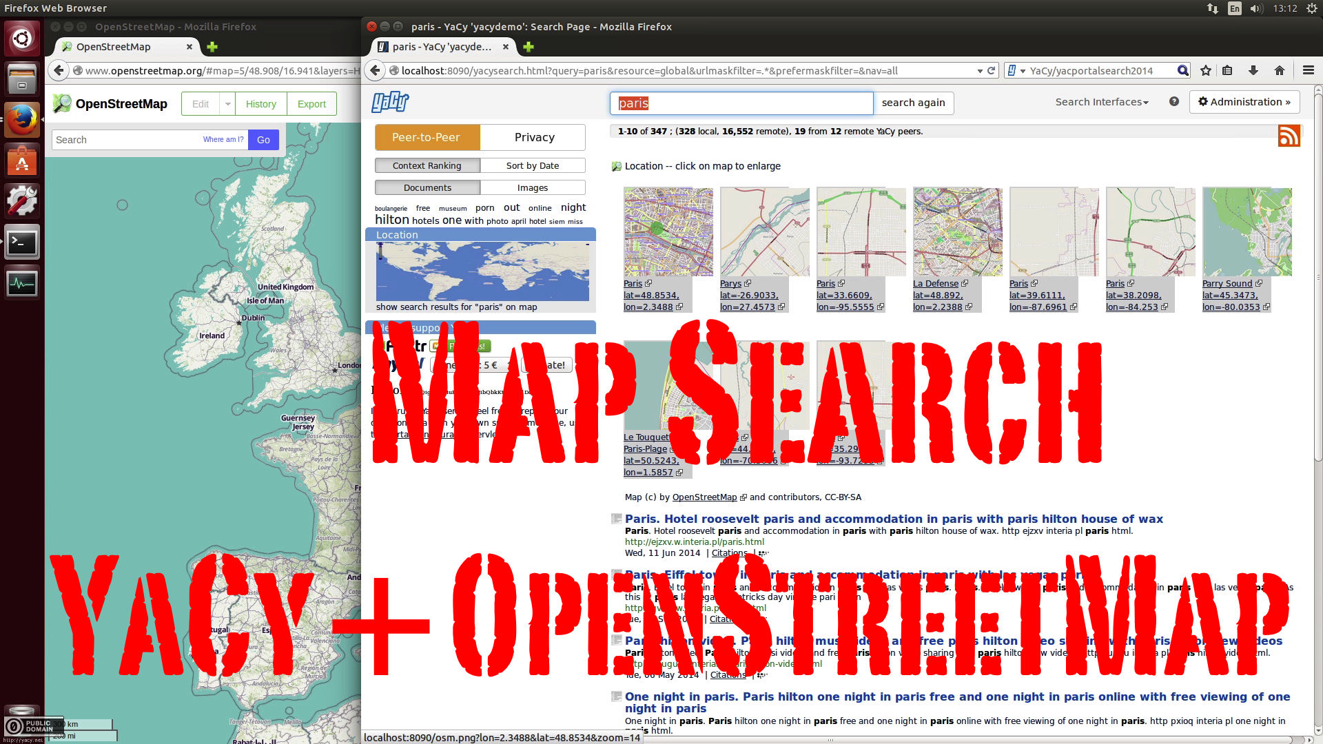 YaCy Tutorial 07: Search Locations on a Map with Openstreetmap and Geonames