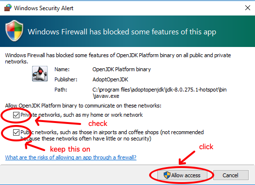 Windows Java Security Setting